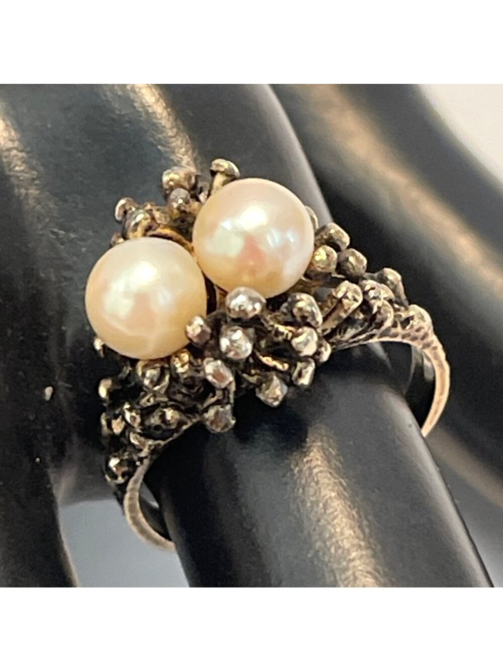 Sterling Pearl Nest Ring MCM Joseph Esposito ESPO Gold Vermeil Size 6.5 Vintage - Picture 5 of 14